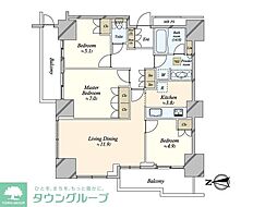 ルネッサンスタワー上野池之端 3LDKの間取図画像