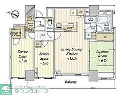 マークゼロワン曳舟タワー 1SLDKの間取図画像