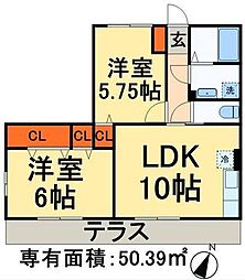 アルタイル 2LDKの間取図画像