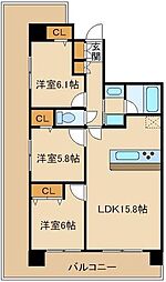 ロイヤルパークス新田 3LDKの間取図画像