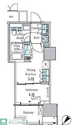 HARUMIFLAGPARKVILLAGEB棟 1DKの間取図画像