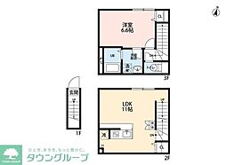 津川サンライト足立 1LDKの間取図画像