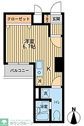 ドゥーエ西大島 ワンルームの間取図画像