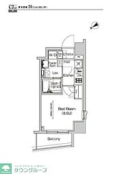 プラウドフラット門前仲町4 1Kの間取図画像