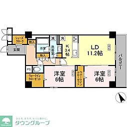 ロイジェント平井 2LDKの間取図画像