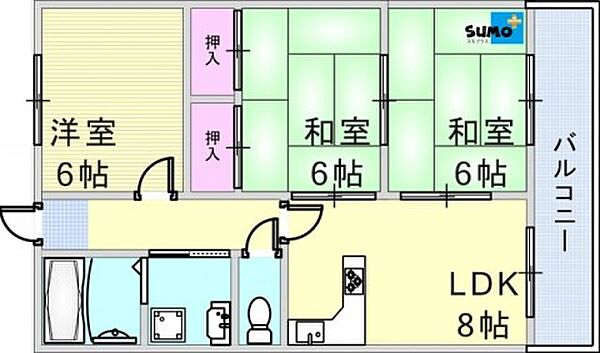 ハイツ鳥井 301｜兵庫県神戸市西区王塚台１丁目(賃貸マンション3LDK・3階・55.00㎡)の写真 その2