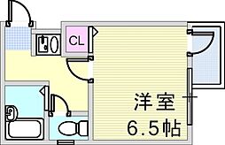シーサイドマンション 2階1Kの間取り