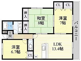 アルシュコートC棟  ｜ 大阪府堺市北区金岡町（賃貸マンション3LDK・2階・77.00㎡） その2