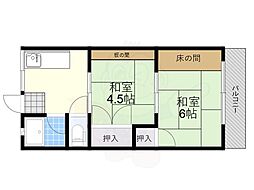 ハサマハイツ 2Kの間取図画像