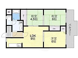 南花田コーポ 3LDKの間取図画像
