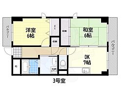 グレース長居公園 2DKの間取図画像