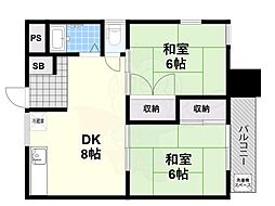 (株)コーポ澄 2DKの間取図画像