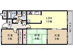 サンシャイン大和 3LDKの間取図画像