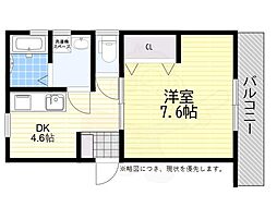 堺市堺区南清水町2丁アパート 1DKの間取図画像