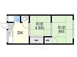 蔵前町文化D棟 2DKの間取図画像