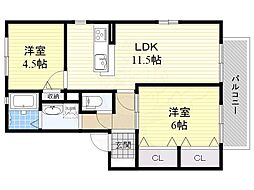 シューメゾンB棟 2LDKの間取図画像