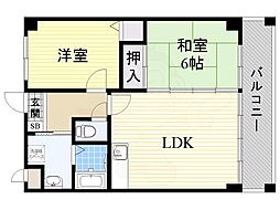 サンライズ三国ヶ丘 2LDKの間取図画像