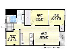 長居コーポラス 3LDKの間取図画像