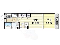 Casa堺南花田D-room 1LDKの間取図画像