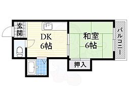 グランドハイツカワハラ 1DKの間取図画像