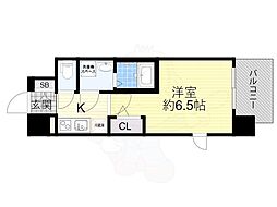 レジュールアッシュ都島ヴェルクレール 7階1Kの間取り