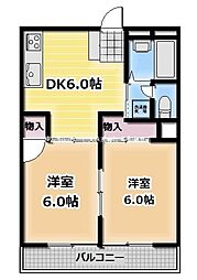 グリーンハイツカトウ 2DKの間取図画像