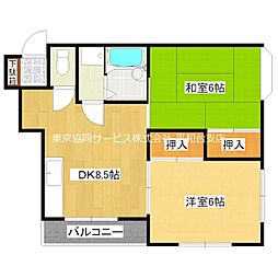 漆原マンション 2DKの間取図画像