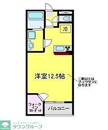 レオパレスマンダリーヌ　26571 2階1Kの間取り
