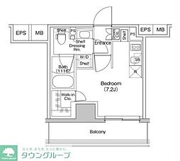 ザ・パークハビオ川口 10階ワンルームの間取り