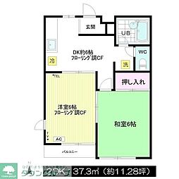 アーリーバードB 2DKの間取図画像