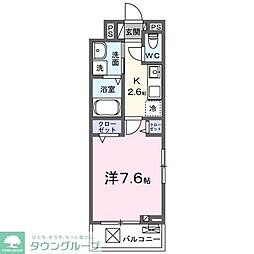 パークグレイス上尾 1Kの間取図画像