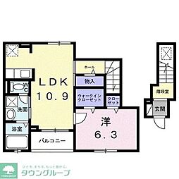 カーサ・ヴェルデ 1LDKの間取図画像