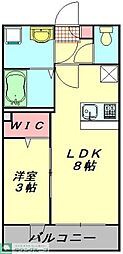 さいたま市見沼区東大宮4丁目アパート 1LDKの間取図画像