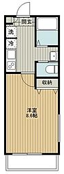 カーサソレイユ 1Kの間取図画像
