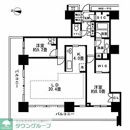 グランドミッドタワーズ大宮フォレストタワー 2LDKの間取図画像