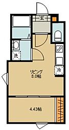 さいたま市見沼区大字東門前アパート 1LDKの間取図画像