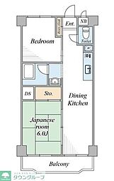 近代常盤ハイツ 2LDKの間取図画像
