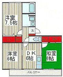 ベルメゾンカワモト 3DKの間取図画像