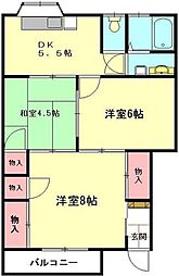 ラフォーレASUKAF棟 3DKの間取図画像