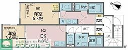 カインドネス南浦和 1Kの間取図画像