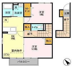 グランポルテ美園B 1LDKの間取図画像