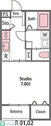 キャラマス 1Kの間取図画像