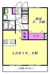Pamir大成 1LDKの間取図画像