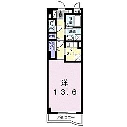 クラールアンジュ 1Kの間取図画像
