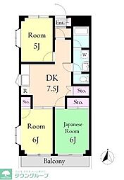 パールマンション2 3DKの間取図画像