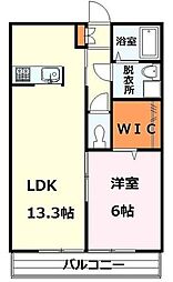 ニューハイツヨシミ 1LDKの間取図画像