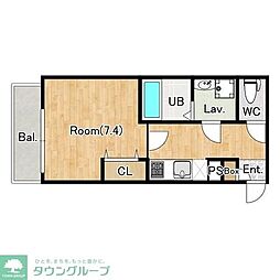 ジーメゾン春日部南中曽根 1Kの間取図画像