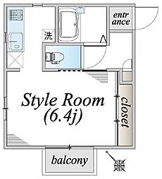 ベル東岸町 1Kの間取図画像