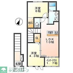 フレシール町谷 2LDKの間取図画像