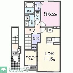 グリーン フラット A 1LDKの間取図画像